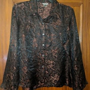 COPY - Asian dragon pattern button up shirt